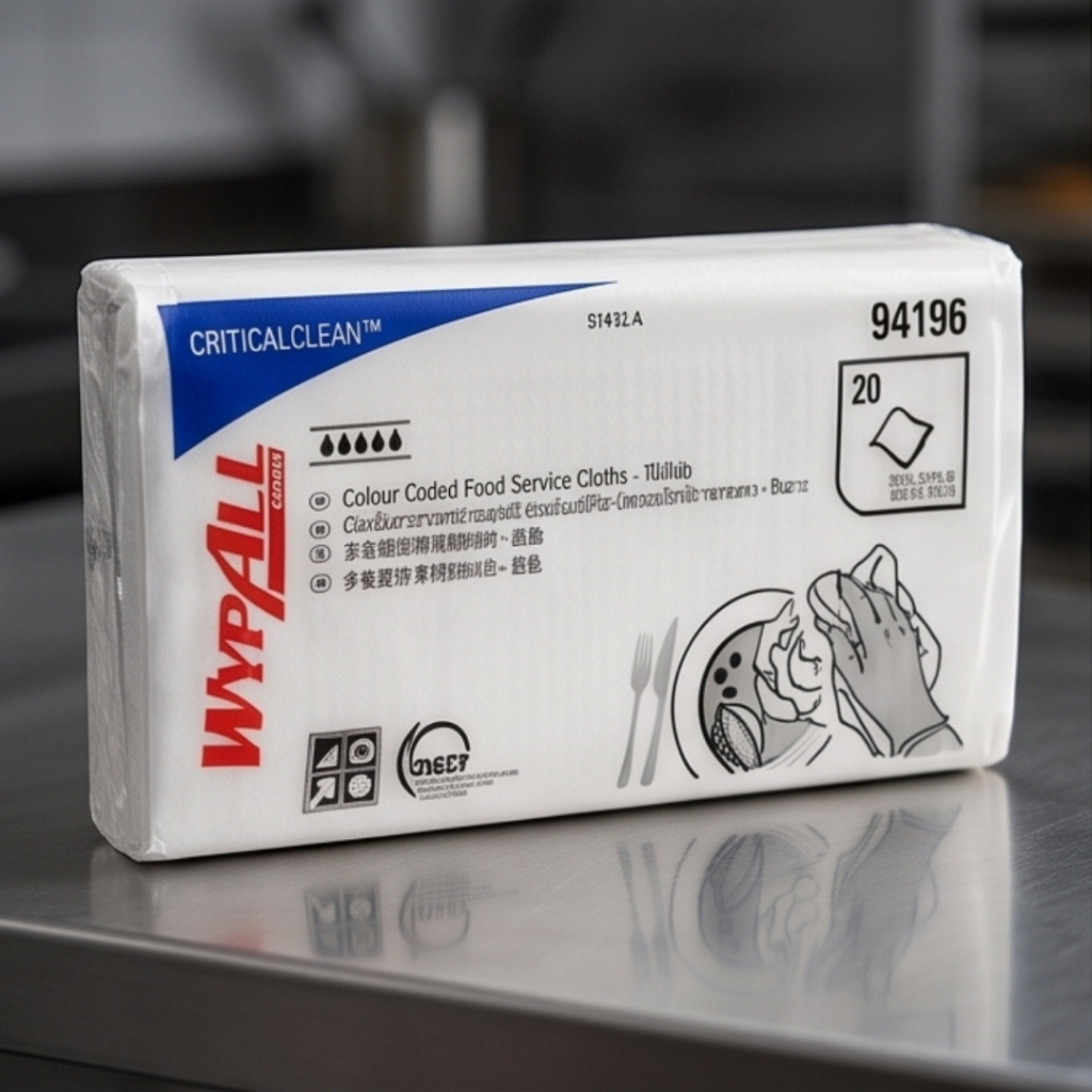 WYPALL ผ้าเช็ดอเนกประสงค์ Food Service Cloths (20แผ่น) ผ้าเช็ดโต๊ะอาหาร/ครัว แยกสี HACCP ซักได้ (60x