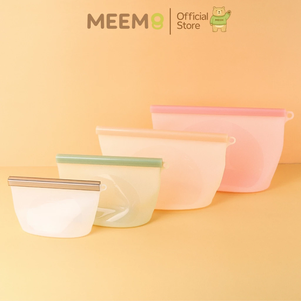 MEEM ถุงซิลิโคนเก็บอาหาร รุ่น FreshLock ถุงซิปซิลิโคนถนอมอาหาร ปิดแน่น ตั้งได้ 4 ขนาด 500/1000/2000/3000 ml