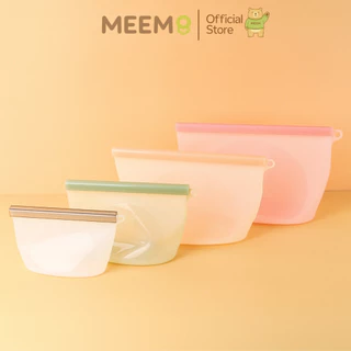 MEEM ถุงซิลิโคนเก็บอาหาร รุ่น FreshLock ถุงซิปซิลิโคนถนอมอาหาร ปิดแน่น ตั้งได้ 4 ขนาด 500/1000/2000/3000 ml