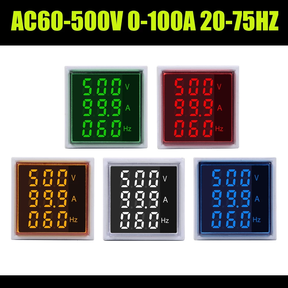 3in1 วัดแรงดัน ความถี่ วัดกระแส AC 60-500V 0-100A 1ชิ้น เลือกสีตามการใช้งาน Volt meter Am Meter