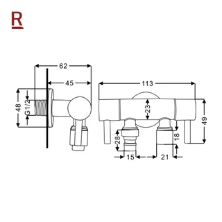 RASLAND C311-C2222 สต็อปฝักบัวอาบน้ำควบคุมสองวาล์ว วัสดุสแตนเลส เกรด 304 สีสแตนเลสด้าน แถมฟรีปากกรองสำหรับเสียบสายยาง