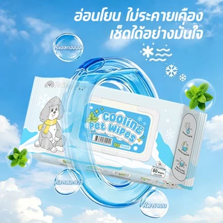 PetStern Cool Wipes ทิชชู่เปียกสัตว์เลี้ยง กลิ่นมินต์ ทิชชู่เปียก สูตรเย็น สำหรับเช็ดสัตว์เลี้ยง ลดอุณหภูมิ 80 แผ่น