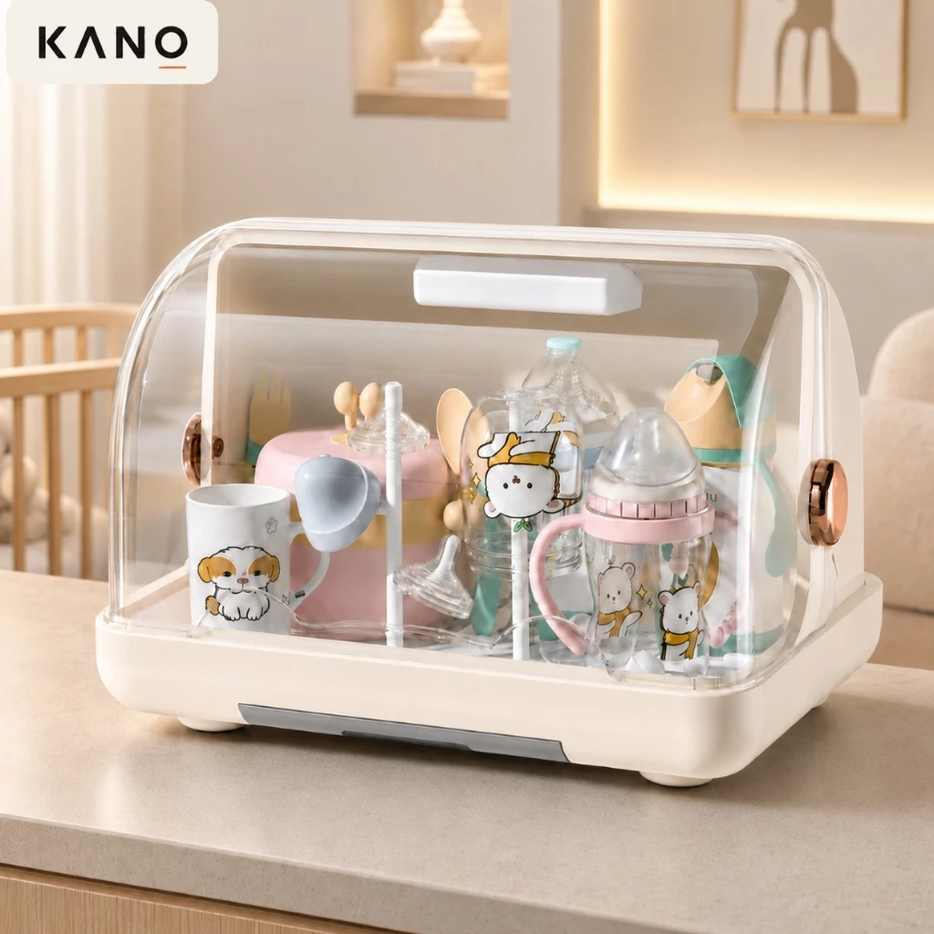 KANO กล่องเก็บขวดนม กล่องเก็บขวดนมอเนกประสงค์ ตัวฝาปิดป้องกันฝุ่นละอองและเชื้อแบคทีเรีย พกพาสะดวก
