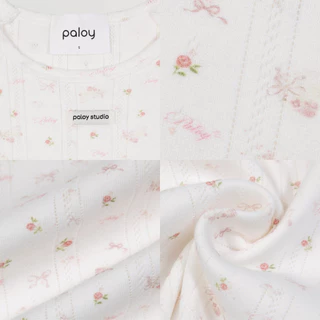 Paloy - PL2926 Ivy crop top เสื้อยืดแขนสั้น พิมพ์ลายกระต่าย ดอกไม้ และโบว์