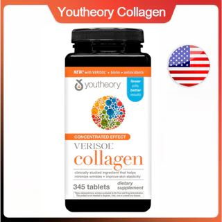 (Exp.10/2027)Youtheory Collagen Biotin 345 เม็ด Youtheory Concentrated Effect Verisol Collagen with Biotin, 345 Tablets