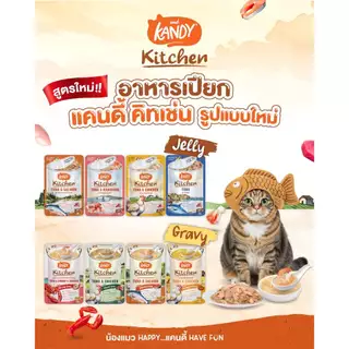 ยกโหล (*12) Kandy อาหารเปียกแมว Holistic Grain Free ทูน่าเนื้อขาว ไม่เติมเกลือ (ขนาด 70g*12ซอง)