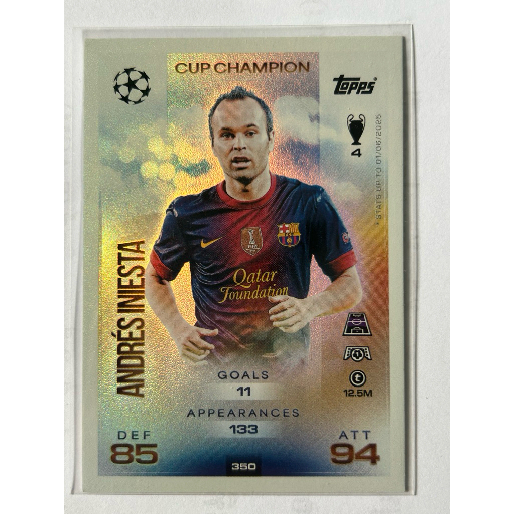 การ์ดฟุตบอล Topps Match Attax – Andrés Iniesta CUP CHAMPION