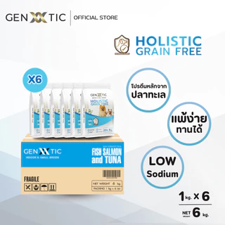 อาหารสุนัข Genetic Indoor & Small Breeds สูตรปลา ขนาด 1kg. 6 ถุง