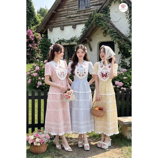 (มี3XL) Maria Diamond มี 3 สี Luna Luna Dress เดรสยาวผ้าคอตตอนดีเทลอกหัวใจ แต่งงานปัก แขนสั้น ซิปหลัง มีซับใน
