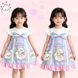 BB097 พร้อมส่ง ชุดเดรสลูกสาว มีโบว์ มายเมน่ารักมากๆๆ (ไม่รวมคาดผมและกระเป๋า)