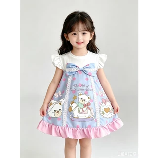 BB097 พร้อมส่ง ชุดเดรสลูกสาว มีโบว์ มายเมน่ารักมากๆๆ (ไม่รวมคาดผมและกระเป๋า)