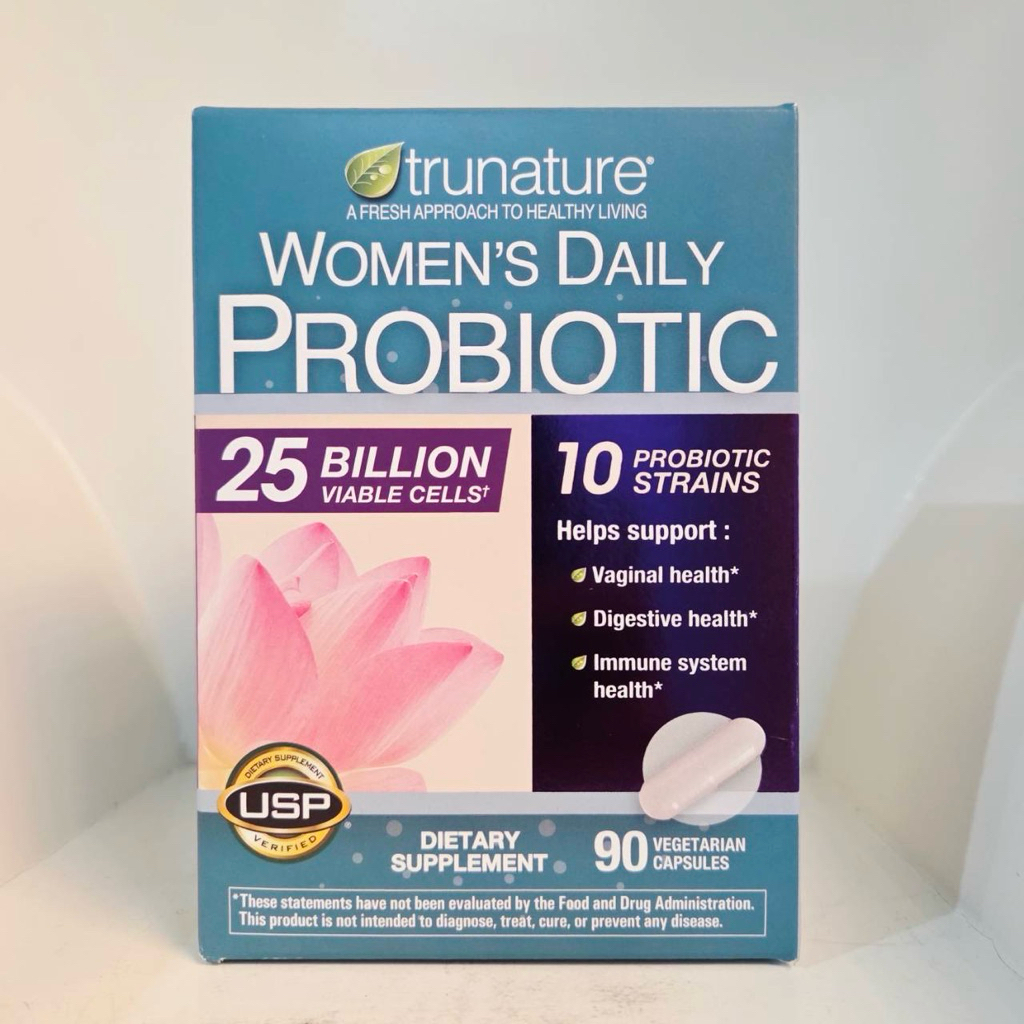 Trunature Women's Daily Probiotic ประกอบด้วย 90 แคปซูลมังสวิรัติ.