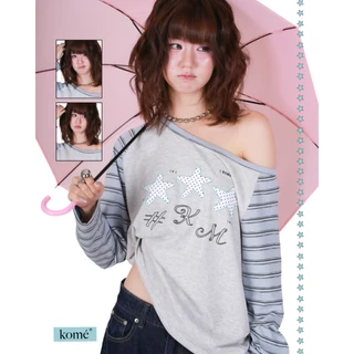kome.offi เสื้อแขนยาวปาดไหล่โอเวอร์ไซส์ รุ่น yume top
