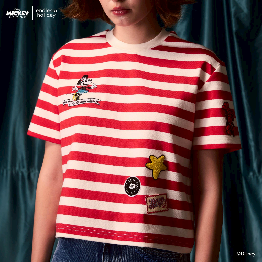 Endless Holiday Weekend Tee Minnie Ears to the Ocean Blue & Red Stripe