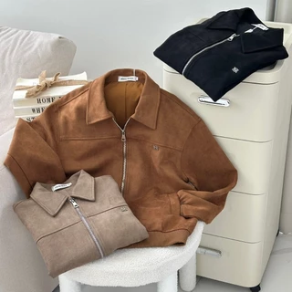 SISSY : เสื้อ Jacket หนังกลับแขนยาวซิปหน้า (S-XL) เนื้อนุ่ม มีซับใน ใส่สบาย แมทช์ง่ายทุกลุค
