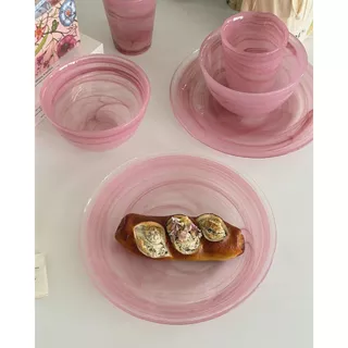 Chansuay - จานสวย 🩷 Rosé Swirl Collection 🩷 จานแก้วโทนชมพูลายหมุนติ้วๆ~
