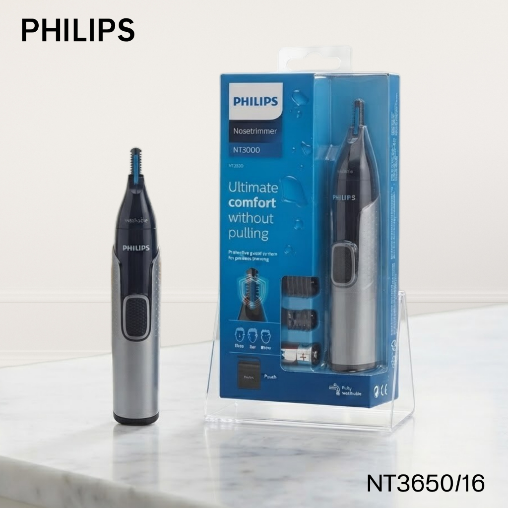 PHILIPS เครื่องตัดแต่งขนจมูก ขนหู ขนคิ้ว Nose trimmer series 3000 รุ่น NT3650/16