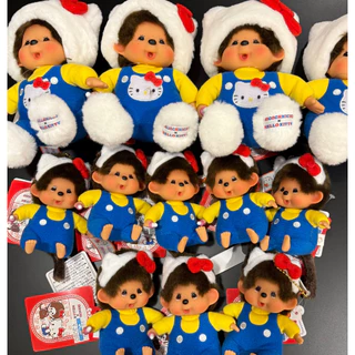 🇯🇵 นำเข้าจากญี่ปุ่น 💖 Monchhichi x Hello Kitty พวงกุญแจตุ๊กตา คอลเลกชันครบรอบ 50 ปี ห้อยกระเป๋า 🎀