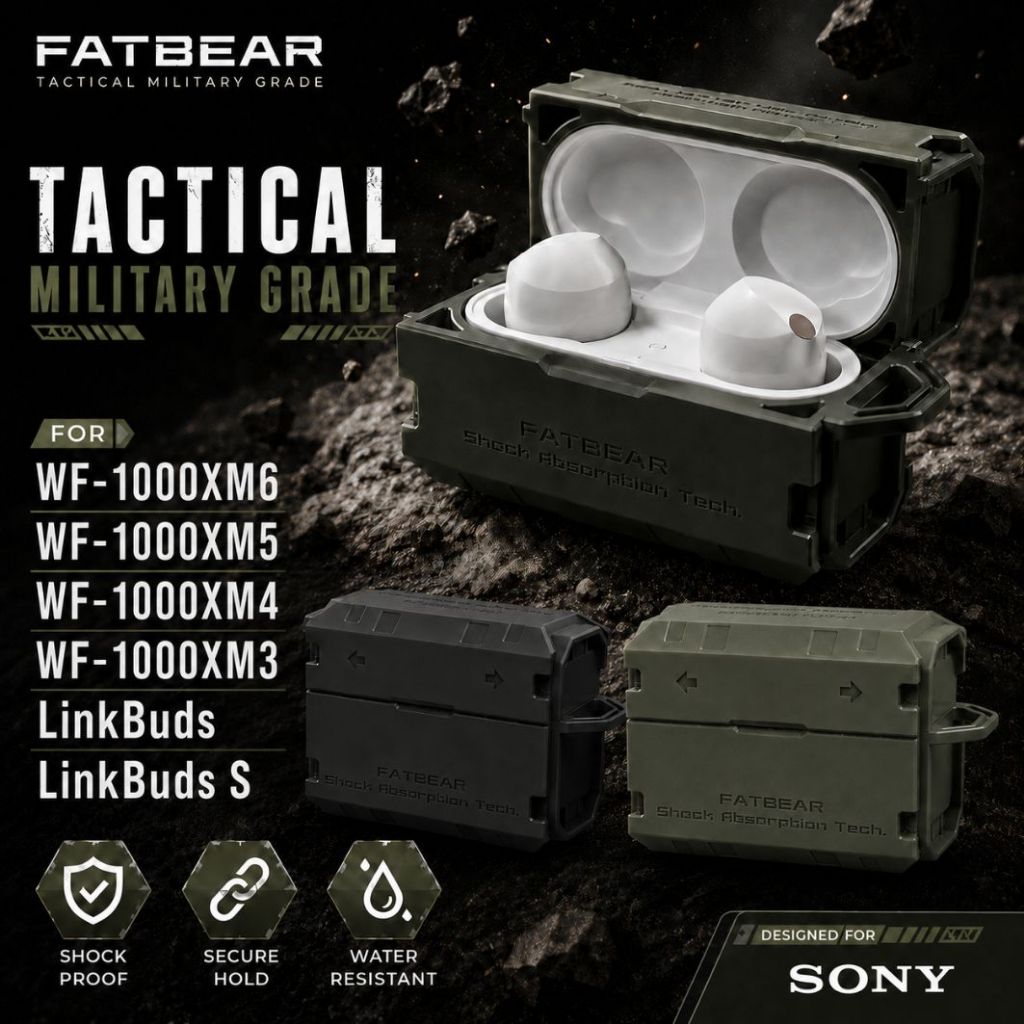 เคส FATBEAR Tactical Military Grade สำหรับ Sony WF-1000XM6 / WF-1000XM5 / WF-1000XM4 / WF-1000XM3 / 