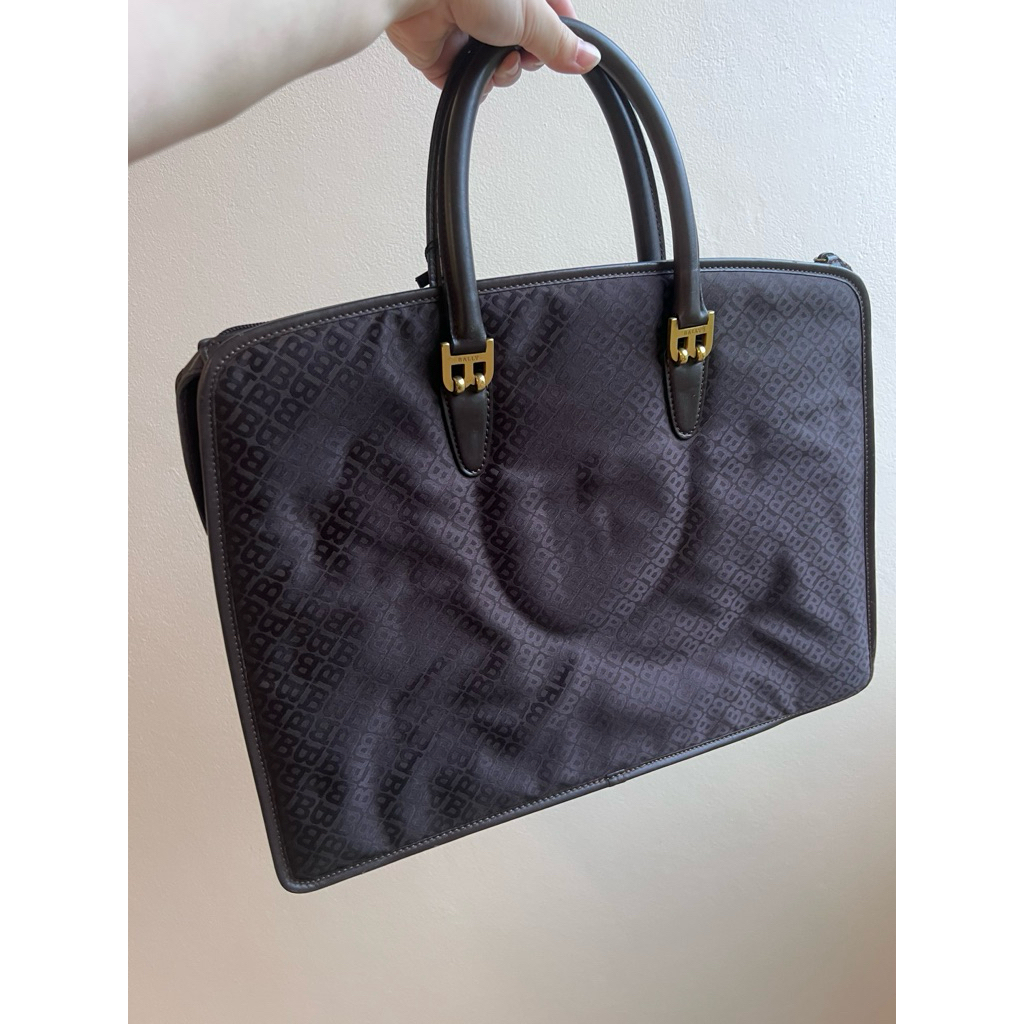 BALLY Vintage Monogram Jacquard Laptop Bag