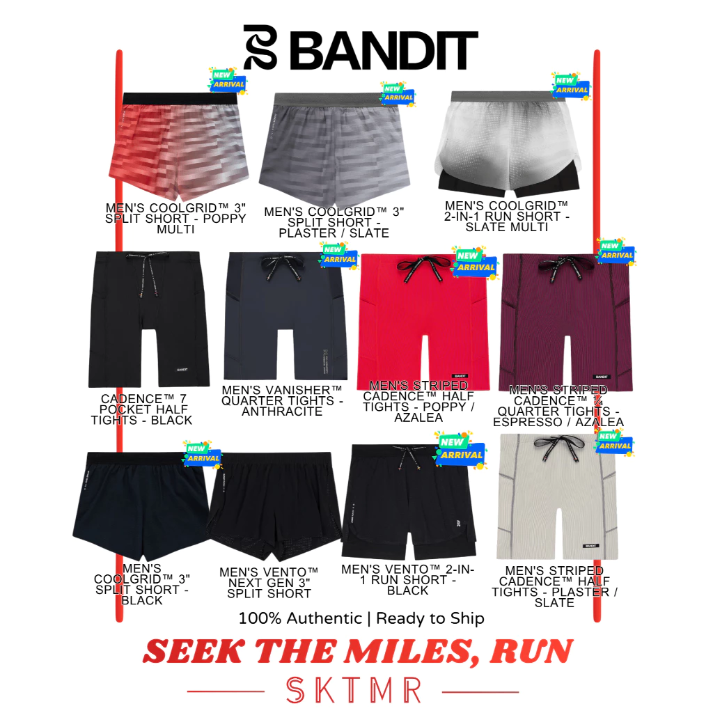 [พร้อมส่ง] กางเกงวิ่ง Bandit GridLock, Cadence, Superbeam Half Tight, Vento™ 3" Split Short, Vento™ 5" Training Short
