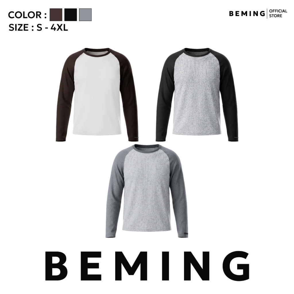 Bemingtop1239(S-4XL)-Capit LongSleeve Tee  - เสื้อแขนยาว Raglan ดีไซน์ทูโทนคลาสสิก ตัดต่อแขนสีตัดกับตัวเสื้อ
