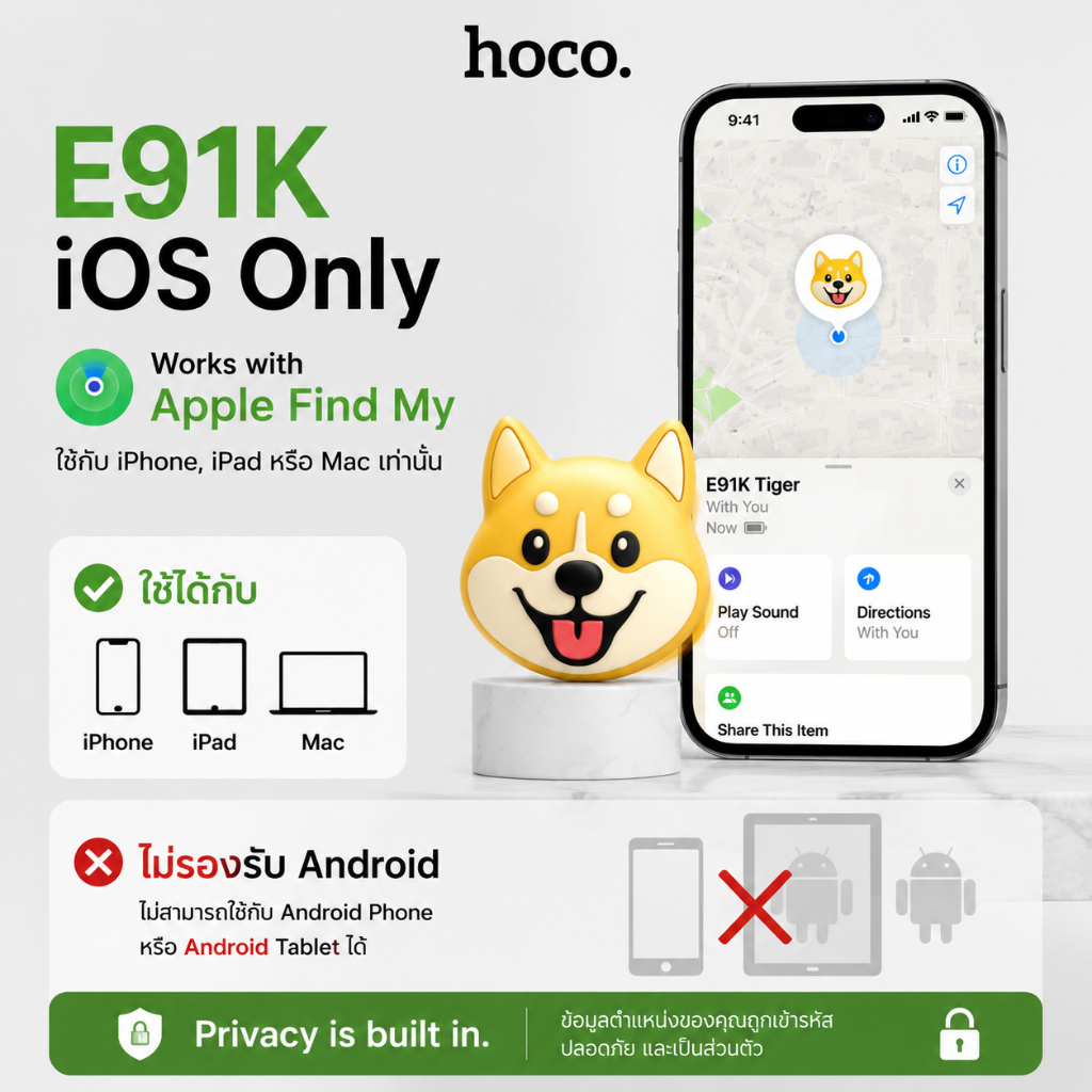 HOCO E91K Smart Tag Pet Tracker Apple Find My รูปที่ 3