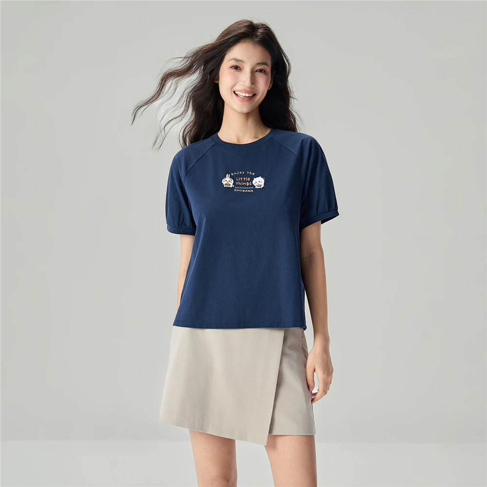 GIORDANO เสื้อยืดผู้หญิง Women's Sorona Printed Tee (CHIIKAWA) 05396405