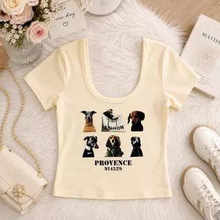 216-217 รุ่นProvy Tee(โพ-วี่ ที) เสื้อยืดทรงเข้ารูปคอเหลี่ยม ดีไซน์สกรีนน้องหมาสุดเก๋ ให้ลุคขี้เล่นปนเท่แบบมีสไตล์