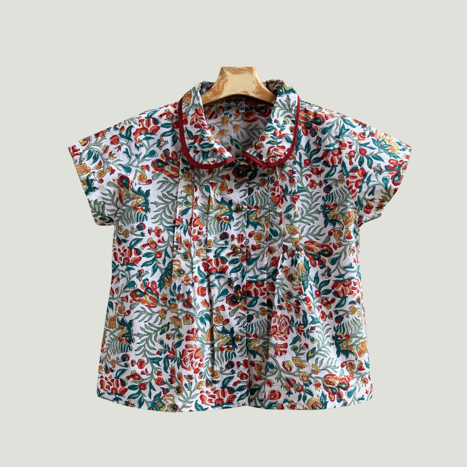 เสื้อผ้าฝ้ายอินเดีย คอบัว พิมพ์ลายดอกน่ารักสุดๆ เนื้อเบาเย็นสบาย สไตล์คังคุไบ ใส่ได้ทุกโอกาส เหมาะสำหรับ บ้านเราเมืองไทย