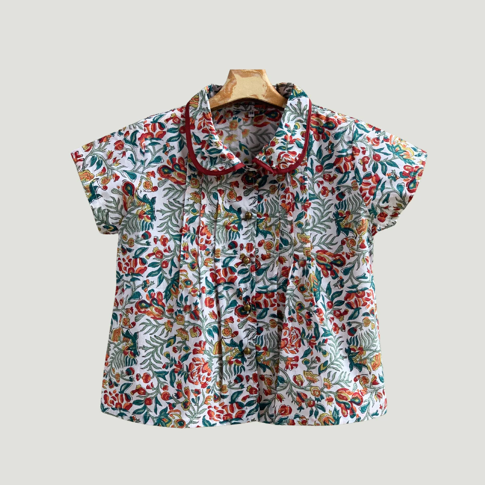 เสื้อผ้าฝ้ายอินเดีย คอบัว พิมพ์ลายดอกน่ารักสุดๆ เนื้อเบาเย็นสบาย สไตล์คังคุไบ ใส่ได้ทุกโอกาส เหมาะสำหรับ บ้านเราเมืองไทย