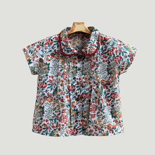 เสื้อผ้าฝ้ายอินเดีย คอบัว พิมพ์ลายดอกน่ารักสุดๆ เนื้อเบาเย็นสบาย สไตล์คังคุไบ ใส่ได้ทุกโอกาส เหมาะสำหรับ บ้านเราเมืองไทย