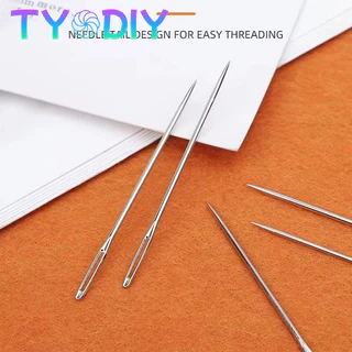 เข็มถักครอสติส แฮนด์เมด 9pcs เครื่องมือ บิ๊กอาย เข็ม สแตนเลส เย็บปักถักร้อย เข็มเย็บผ้า
