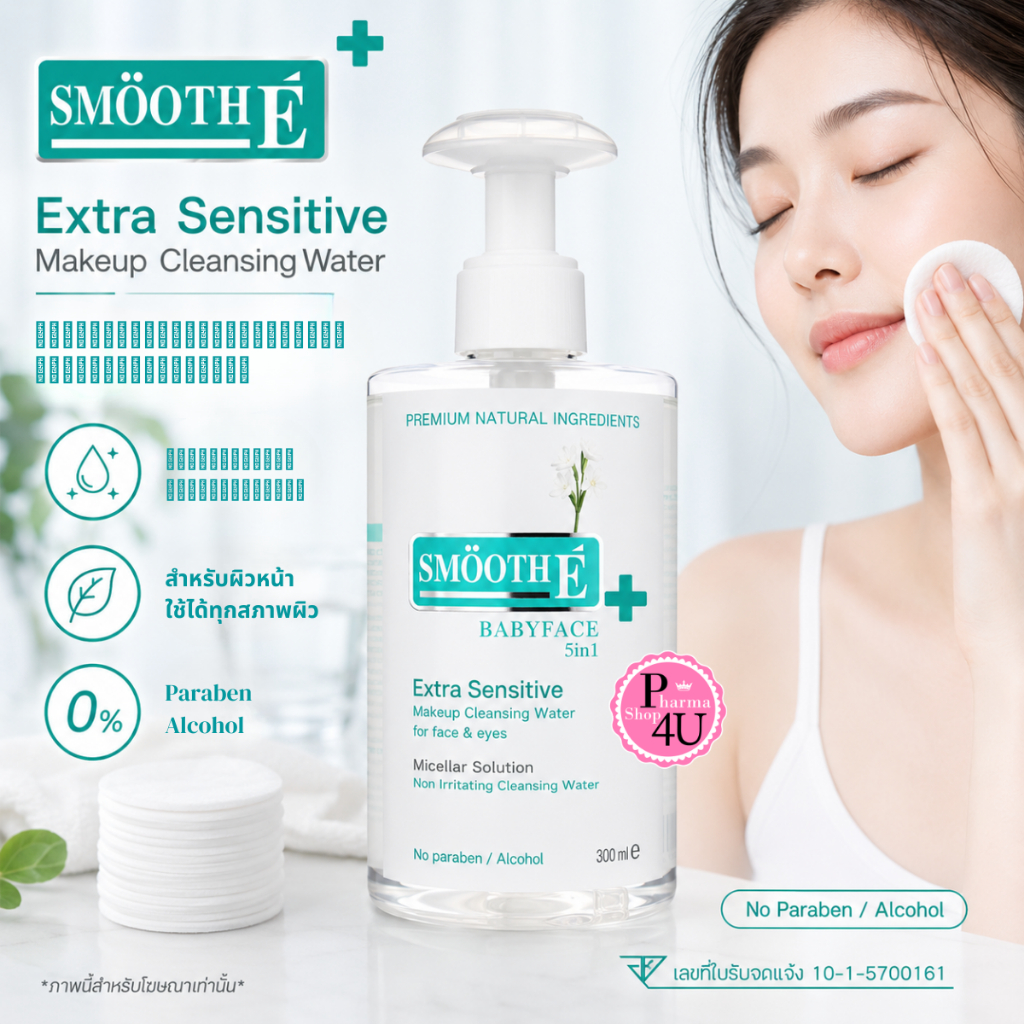 Smooth E Extra Sensitive Makeup Cleansing Water babyface 5 in 1คลีนซิ่งครื่องสำอาง