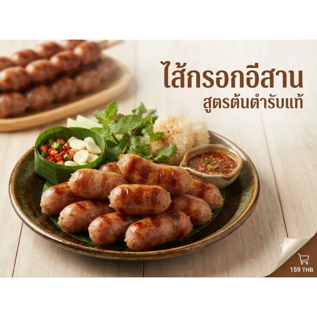 รับประกันความอร่อย ไส้กรอกอีสาน หมูล้วน ขนาด500กรัม (ส่งด่วนทุกวัน)