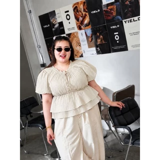 (T23)เสื้อเดี่ยวสาวอวบผ้าด๊อบบี้ แต่งชายระบาย 2 ชั้น สุดน่ารัก