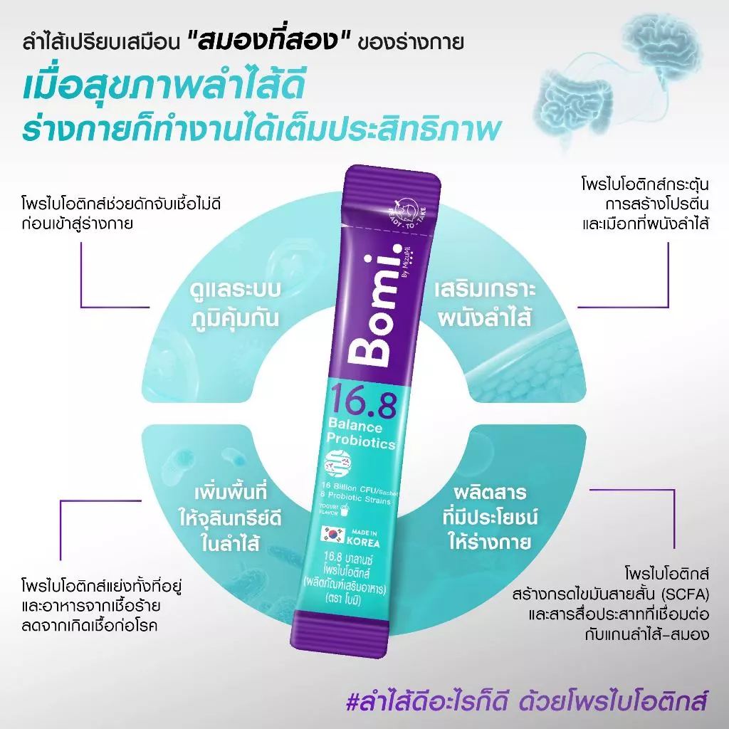 Bomi 16.8 Balance Probiotics (14 x 3g)โบมิ โพรไบโอติกส์ พร้อมทาน จุลินทรีย์ดีเพื่อลำไส้ที่สมดุล thumbnail 4