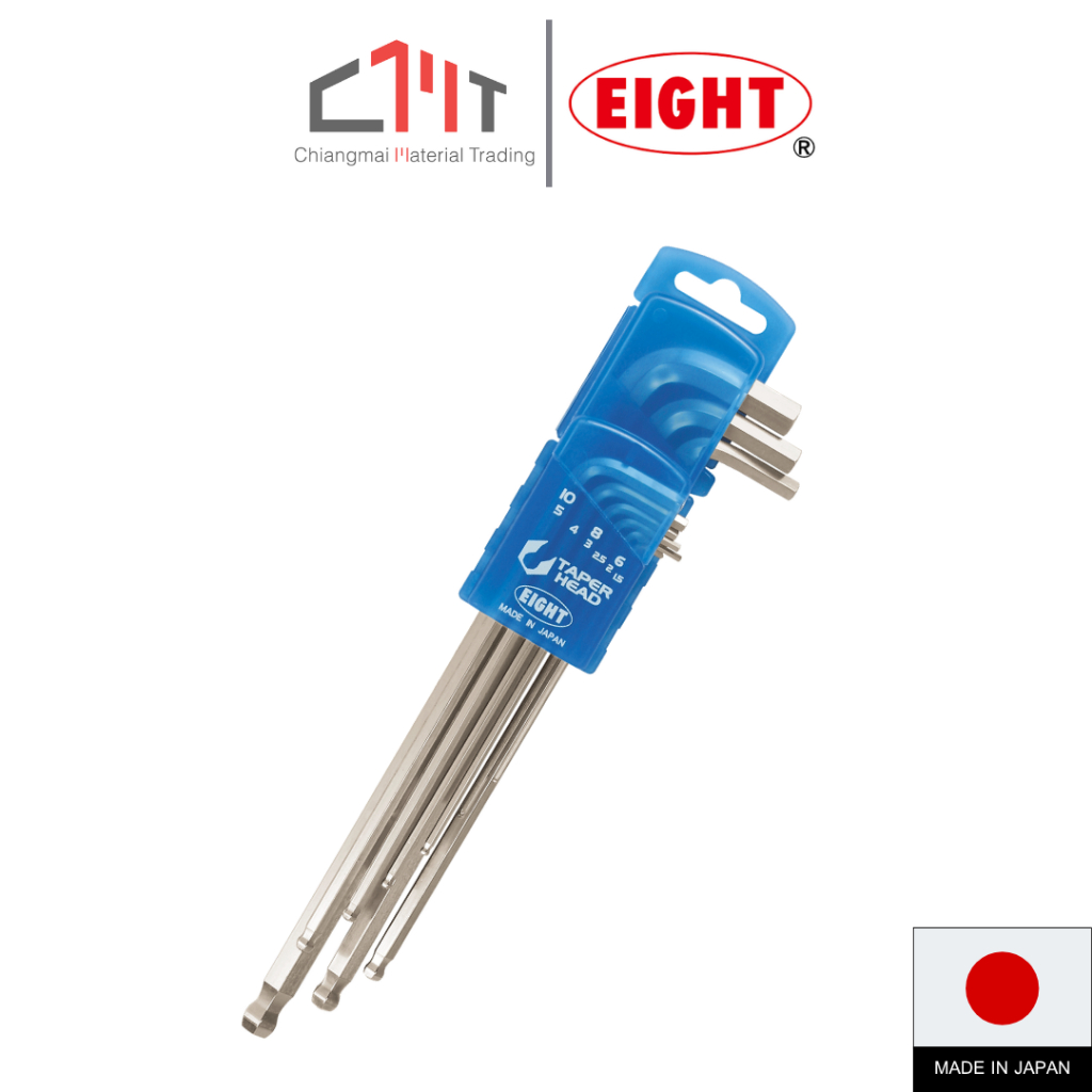 Eight ประแจหัวบอลเตเปอร์ ยาว สีขาว 1.5-10 mm. 9 ตัวชุด No.TLS-9D