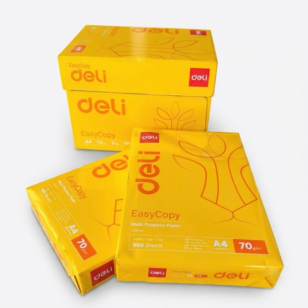 (ยกลัง) กระดาษ A4 กระดาษถ่ายเอกสาร Deli ขนาด 70 แกรม 1ลังมี 5 รีม  1รีมมี 500 แผ่น