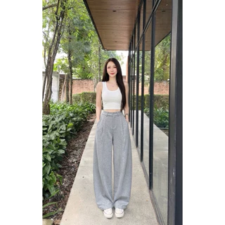 INFINITY : Flomy Pants ( โฟมี่ ) กางเกงทรงขากว้างเอวสูง รุ่นนี้มีกระเป๋าข้าง ตีเกร็ดตรง จีบหน้า