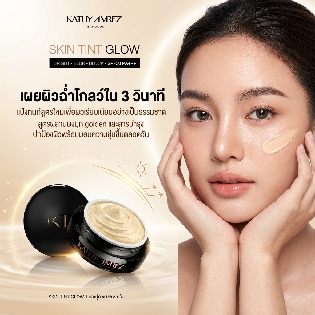【New Package!!!】 KATHY AMREZ Skin Tint Glow 5g เคธี แอมเร็ซ แป้งทิ้นสูตรโกลด์.