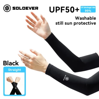 SOLOEVER ปลอกแขน 1 Pair ปลอกแขนฤดูร้อน พร้อมปลอกนิ้ว เย็น-เย็น สำหรับปั่นจักรยานกลางแจ้งและกีฬา Arm Sleeves