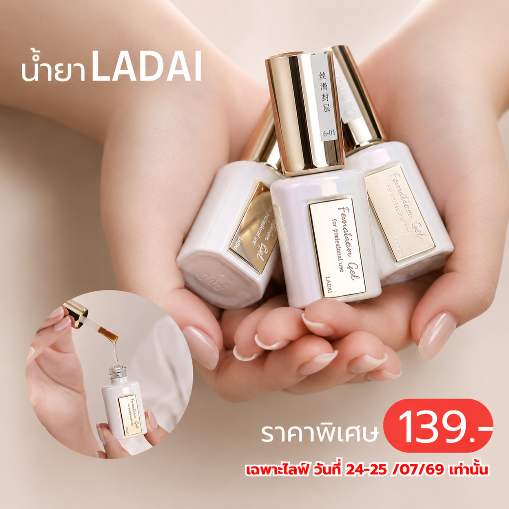 Spccail Ladai nail น้ำยาทำเล็บพรีเมี่ยม รวม BASE COAT/ REINFORCE BASE COAT/ LEVELLING GEL /TOP COAT#01/MATTE TP COAT#02