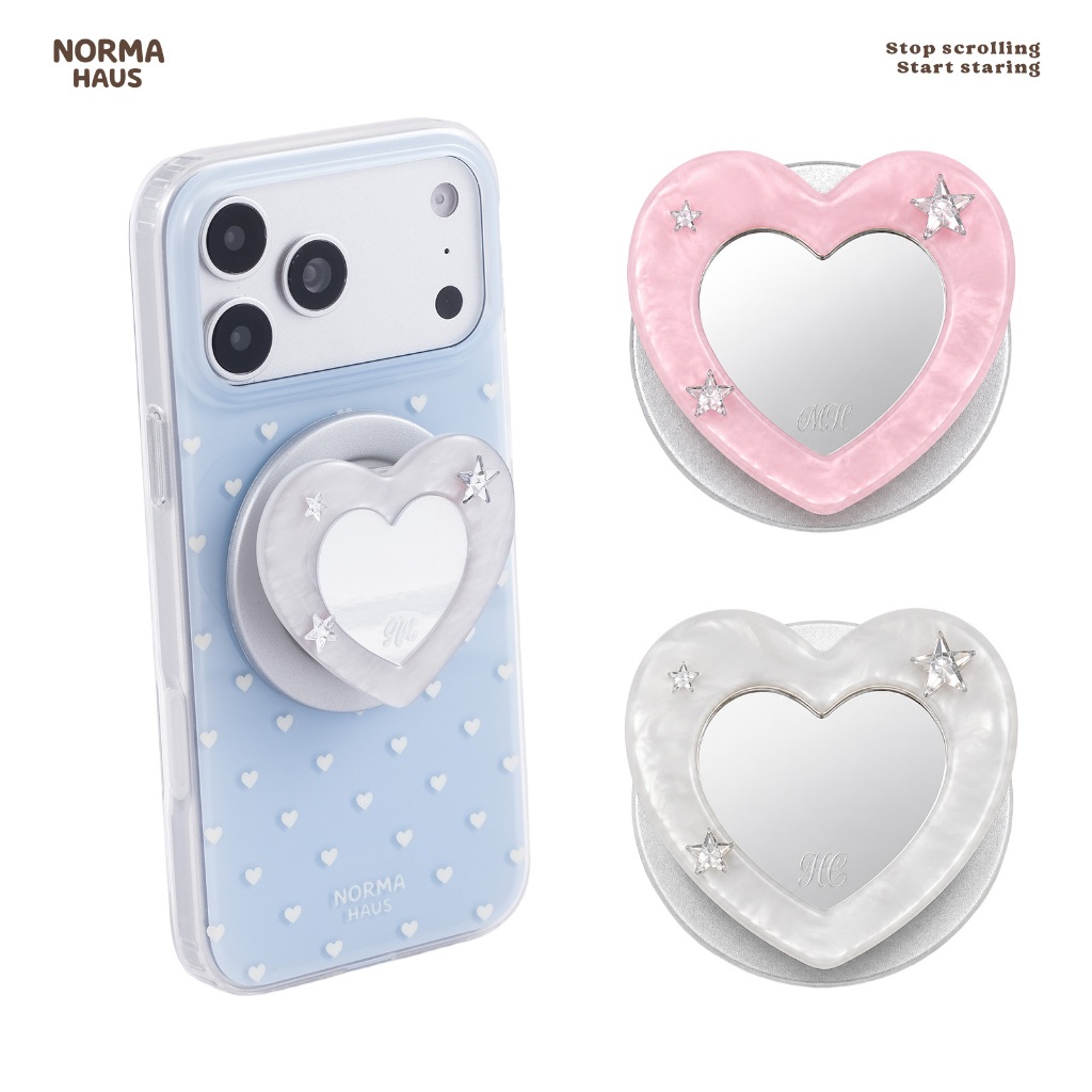 NORMA HAUS Luna Heart ที่จับโทรศัพท์แม่เหล็กรูปหัวใจ พร้อมกระจก พับเป็นขาตั้งได้ ใช้กับ MagSafe