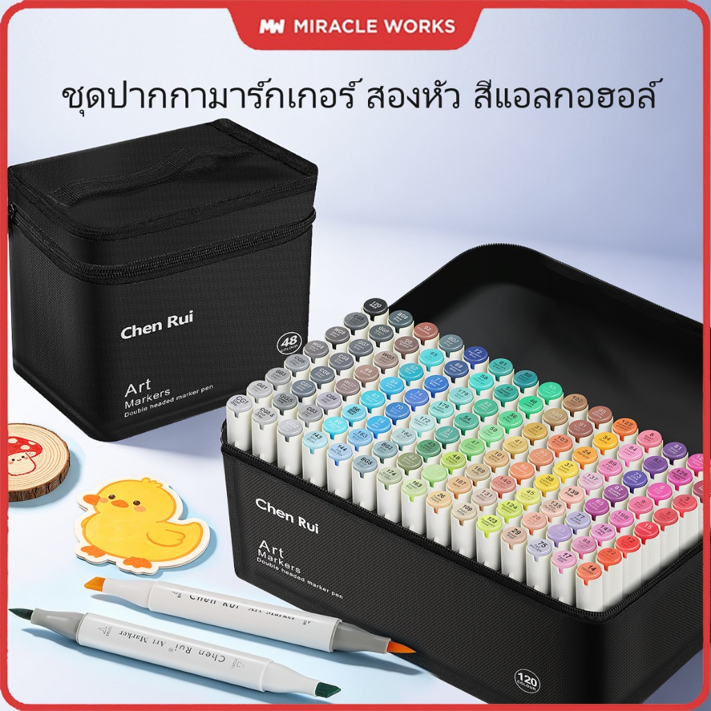 MW&Chenrui ปากกามาร์คเกอร์ (Brush หัว+Broad หัว) Marker ปากก