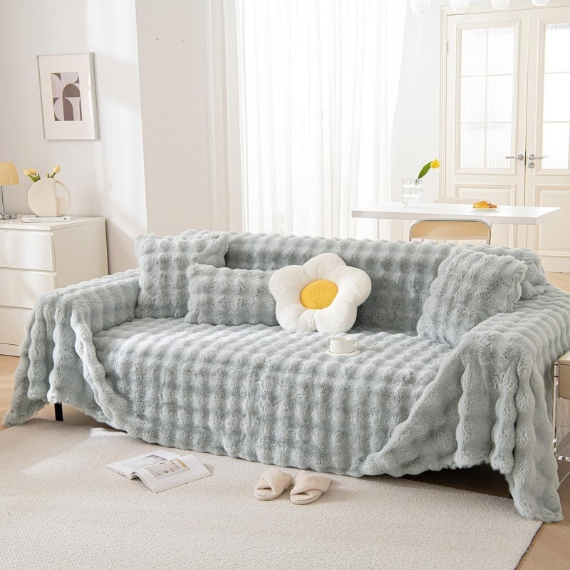 ผ้าคลุมโซฟา สีพื้น sofa cover กันแมว กันรอยขีดข่วน กันลื่น ปกป้องเฟอร์นิเจอร์ โซฟา ตกแต่งห้อง 130/230/260/300*180cm