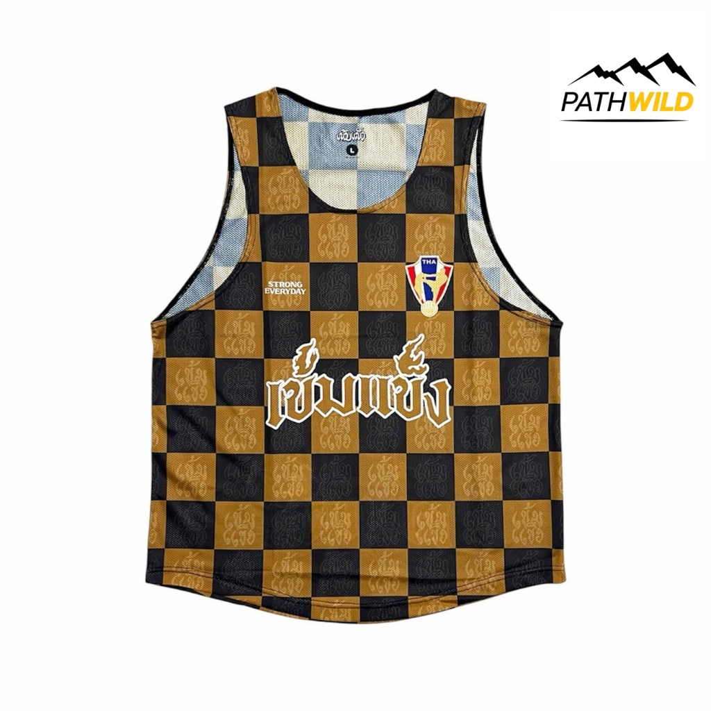 Khem khaeng Running Singlet รุ่น Checkmate Gold เสื้อกล้ามใส่วิ่ง เข้มแข็งรันนิ่งคลับ เนื้อผ้า Airflow ใส่สบาย