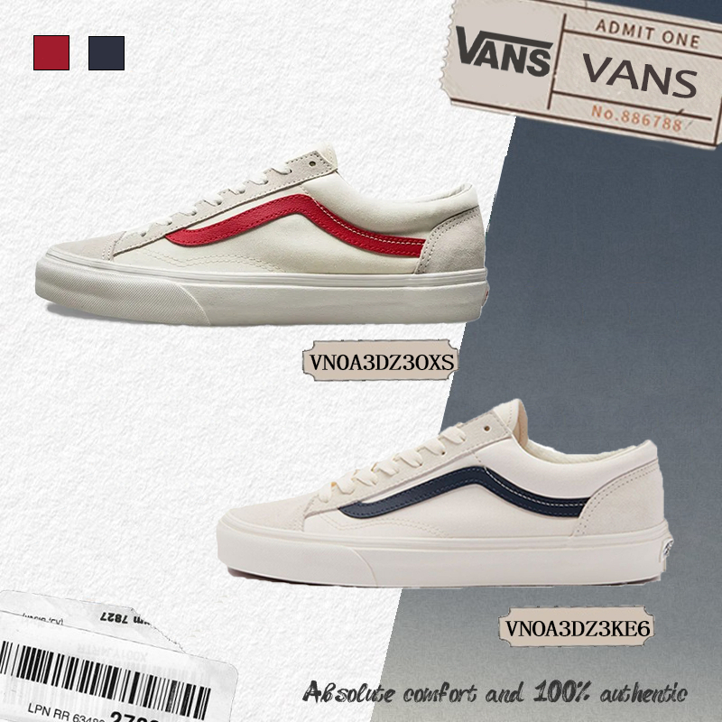🚚แฟชั่นล่าสุด🚚STYLE 36 - MARSHMALLOW/RACING RED รองเท้าผ้าใบ ชาย หญิง VN0A3DZ3OXS/VNOA3DZ3KE6