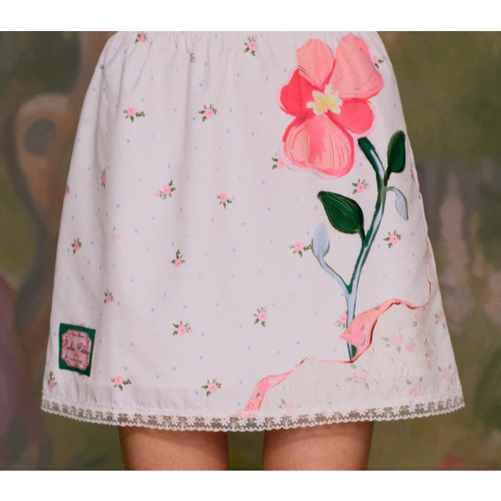 Endless Holiday Amour Midi Skirt Botanical Lithograph