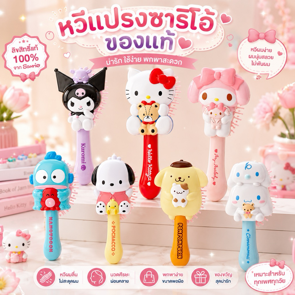 พร้อมส่ง หวีแปรงSanrioของแท้ จากjapan🇯🇵